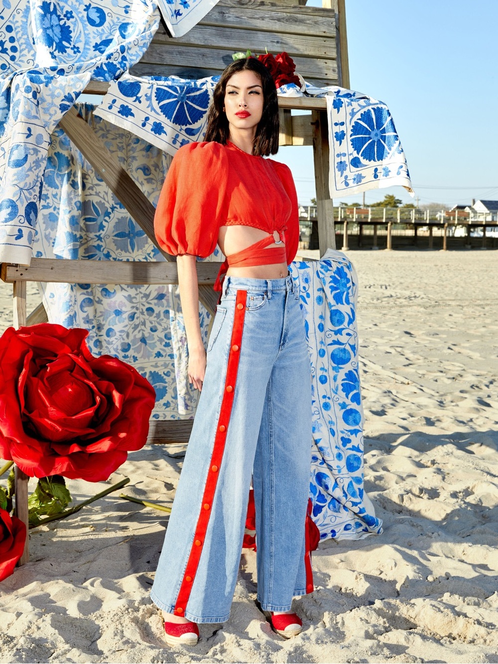 NWT Alice+Olivia ROLA WIDE LEG SNAP SIDE JEAN Size 26